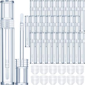 Patelai 30 Pieces Empty Lip Gloss Tubes 5 ml Transparent Lip Gloss Containers Clear Refillable Lipstick Container Lip Balm Bottles Eyelash Growth Liquid Tube Cosmetic Container with Rubber Stoppers
