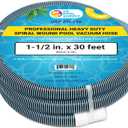 U.S. Pool Supply Pool Vacuum Hose - 1-1/2" x 30' Professional Heavy Duty Pool Hose for Inground, Spiral Wound with Kink-Free Swivel Cuff - Connect to Vacuum Heads, Skimmer, Cleaner, Filter Pump Inlet