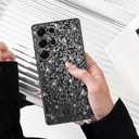 Newseego for Samsung Galaxy S25 Ultra 5G Case, Luxury Bling Rhombus Pattern Plating Case for Women Girls Men Anti-Scratch Soft TPU Frame Hard PC Back Bumper Cover for Samsung Galaxy S25 Ultra-Black