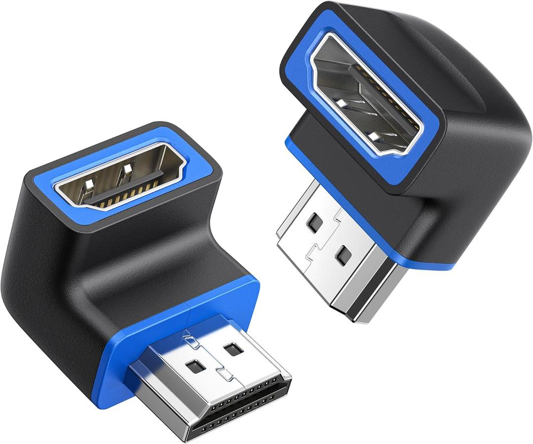Cable Matters 2-Pack 48Gbps 8K Right Angle HDMI 2.1 Adapter with HDR, Supports 8K@60Hz / 4K@240Hz, 90 Degree HDMI Adapter Male to Female, Black