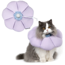 Cat Cone Collar,Cute Waterproof Cat Recovery Collar,Anti-Bite Lick Wound Healing Safety Elizabethan e Collar for Cats,Purple Flower All-Season Style…