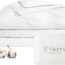 FAUNNA 100% Cotton Duvet Cover, Hypoallergenic Bed Bug Proof White Minimalist Comforter Cover Zipper,Featuring Antimicrobial Product Protection for Enhanced Freshness Breathable Duvet Protector(Full)