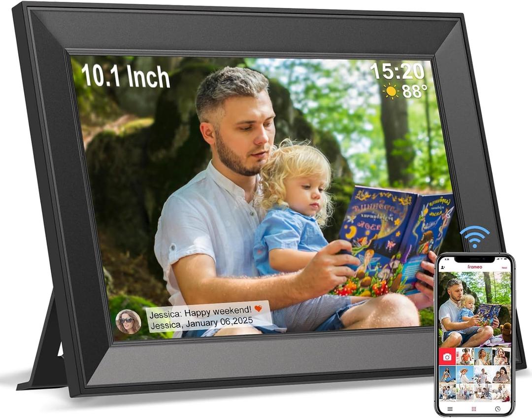 Frameo Digital Picture Frame, Smart WiFi Digital Photo Frame with 10.1 Inch HD IPS Touch Screen, Auto-Rotate, Send Pictures from Anywhere via Frameo App, Great Gift for Mom and Women