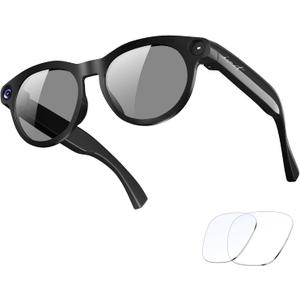 AI Smart Glasses with Camera, 8MP HD Bluetooth Camera Glasses,1080P Video Recording,Real Time Translation Sunglasses,AI Assistant,Object Recognition,Open-Ear Music for Travel, Meetings Vlog