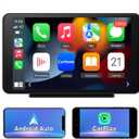 Portable Wireless Apple CarPlay and Android Auto Car Radio Stereo, 7 inches IPS Touchscreen Multimedia Player & Bluetooth 5.0 Audio Hands Free Calling, Mirror Link/GPS/FM/Siri