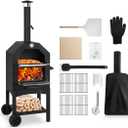 EDOSTORY Outdoor Pizza Oven, Wood Fired for Outside, Patio Maker With Stone, Peel, Grill Rack, and Waterproof Cover for Backyard Camping