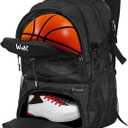 WOLT Basketball Backpack Large Sports Bag with Separate Ball Holder & Shoes Compartment, Best for Basketball, Soccer,Gym (Black)