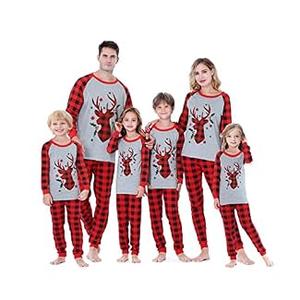 Benaive Matching Family Christmas Pajamas Set Holiday Pjs for Women Men Sleepwear (Grey & Red, DeerHead, Men-Large)