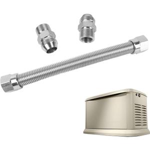 Gas Supply Line 0L4836A Fuel Line Flex 3/4 No PVC Part fit for Generac Generators, Flexible stainless steel flex line, Replaces 0D3031 Rubber Hoses, 15" Fuel Connection Hose