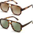 livho Trendy Polarized Square Aviator Sunglasses Women Men Square Eyewear Frame, Retro Sun Glasses for Women Men 2025 Shades
