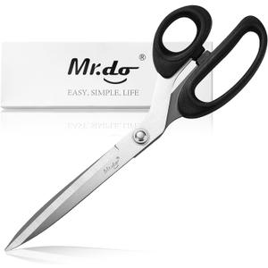 Mr.do Fabric Scissors 10 inch Sewing Scissors All Purpose Sharp Heavy Duty Fabric Scissors for Cutting Clothes Leather Classic Stainless Steel Professional Fabric Shears for Tailor Office Home (Black)