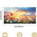 JLXART Wall Art Decor Wildflower Field Meadow Canvas Wall Art for Living Room Sunset Landscape Painting Print Colorful Floral Home Decor Bedroom Office Decoration 20" x 40"