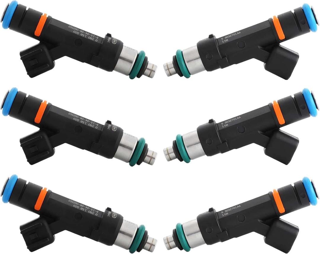 53032701AA OE 3.7L Fuel Injectors,Compatible with/Jeep Liberty Grand Cherokee,Compatible with/Dodge 3.7 Nitro Durango,Compatible with/Ram 1500 2005 2006 2007 2008 2009 2010 2011 |4 Holes| |Set of 6|