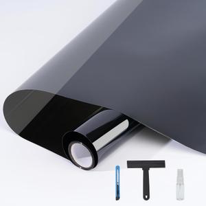 Window Film 17.5" x 118.1" Window Film for Ultimate Privacy and Sun Blocking Room Darkening Tinted Film Removable Static Cling Black Film for Home, Garages and RVs