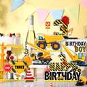 2 x 6 Pcs Construction Birthday Party Wooden Table Centerpiece Yellow Truck Construction Sign Wood Excavator Table Topper Decorations for Baby Shower Truck Birthday Party Supplies
