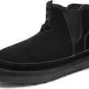 Winter snow boots for men Fur Lined Warm Anti-Slip Ankle Boots suede Chelsea Boots (7, Black)