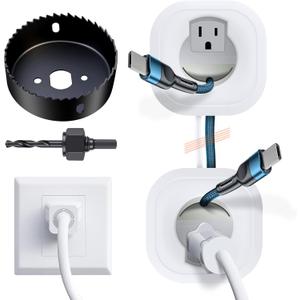 in-Wall Cable Management Kit, TV Cord Hider for Wall Mounted TV, Hide TV Cords for Wall Mount TV, TV Outlet Wall Kit Includes Power & Low Voltage Cable Management with Hole Saw Drill Attachment