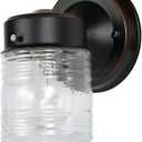 Design House 505198 Jelly Jar Classic 1-Light Indoor/Outdoor Wall Light with Clear Ribbed Glass for Entryway Porch Patio, Oil Rubbed Bronze (5.25 inches)