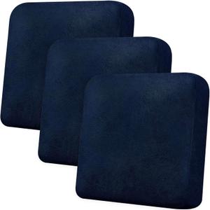 Couch Cushion Covers Leather-Look 3PC Stretch Extra Large Sofa Seat Slipcover Sets Individual Couch Seat Cushion Cover, Pet-Friendly, Non-Slip, Easy Fit - Navy