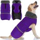 Doglay Dog Coat, Waterproof Dog Jacket Pet Winter Coat for Cold Weather with Thicken Furry Collar, Reflective Puppy Winter Jacket Warm Fleece Lining for Small Medium Large Pets (L(Chest : 19.7-27.56" , Back :15.7"), Purple)