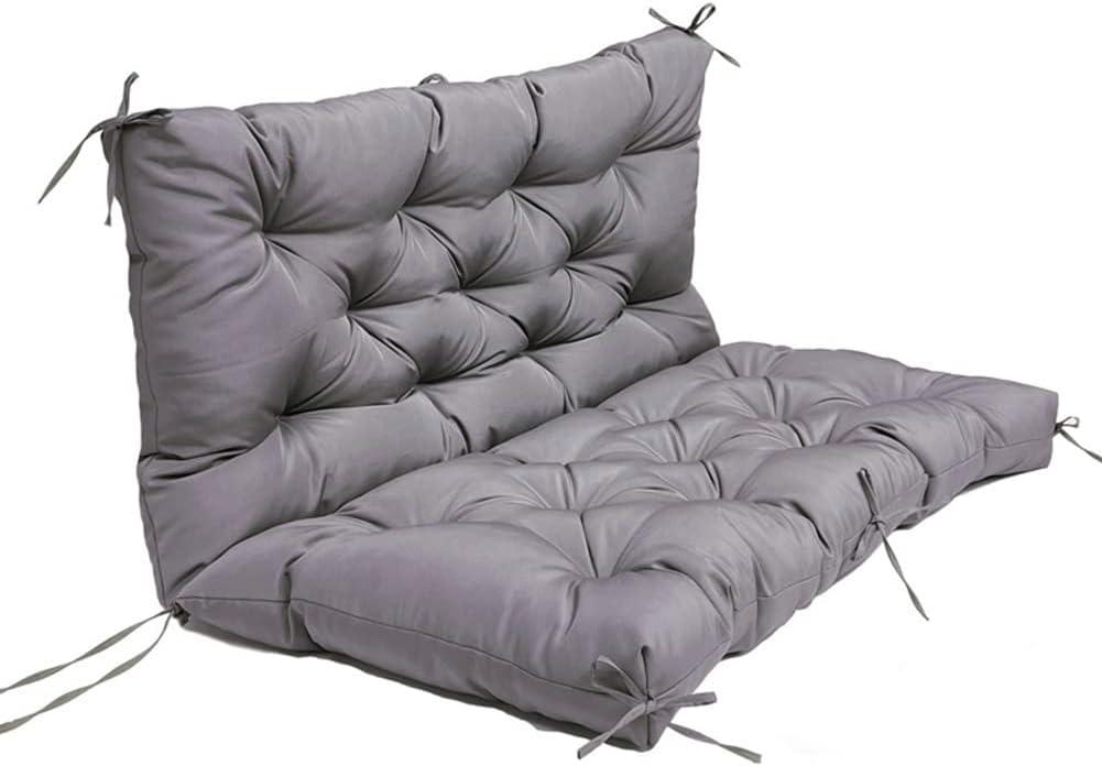 SEAHOME Waterproof Bench Cushion with Backrest, 2 or 3 Seat Swing Replacement Cushions Overstuffed for Garden Patio Furniture Loveseat Swing Outdoor Bench Cushions (59.1 * 39.4 * 3.94inch, Dark Gray)