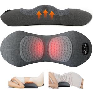 3 in 1 Smooth Spine Triple Fusion Back Massager with Heat, Vibration & Adjustable Traction Lumbar Massager for Sciatica Lower Back Pain Relief and Spine Support Use on Bed or Chair(Black)