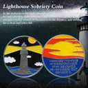 Lighthouse Sobriety Coin - Sunrise Recovery Sobriety Chip - Spreading Light AA Chips and Medallions - Alcoholics Anonymous AA Coins - Sobriety Gifts for Men Women