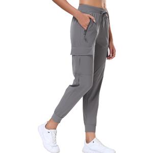 Oalka Women's Cargo Hiking Pants Lightweight Travel Pockets Joggers Quick Dry, Medium