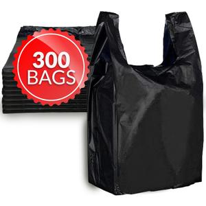 Reli. T-shirt Bags (300 Count) (Black) (11.5" x 6.5" x 21") - Black Plastic Bags (Plain) - Grocery, Shopping, Restaurants