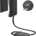 NUTICT 1.5FT Short Flat Extension Cord with 3 Outlets, Flat Wall Plug & Ultra-Thin Outlet Cover, 900J Surge Protection, 13A/1625W, ETL Listed, Black Outlet Extender Plug Behind TV, Couch, Furniture