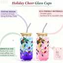 Color Changing Christmas Glass Cups - 16 Oz Iced Coffee Cups with Lids & Straws, Party-Reason Drinkware for Milkshakes, Juice & Iced Beverages, Festive Holiday Gift Set
