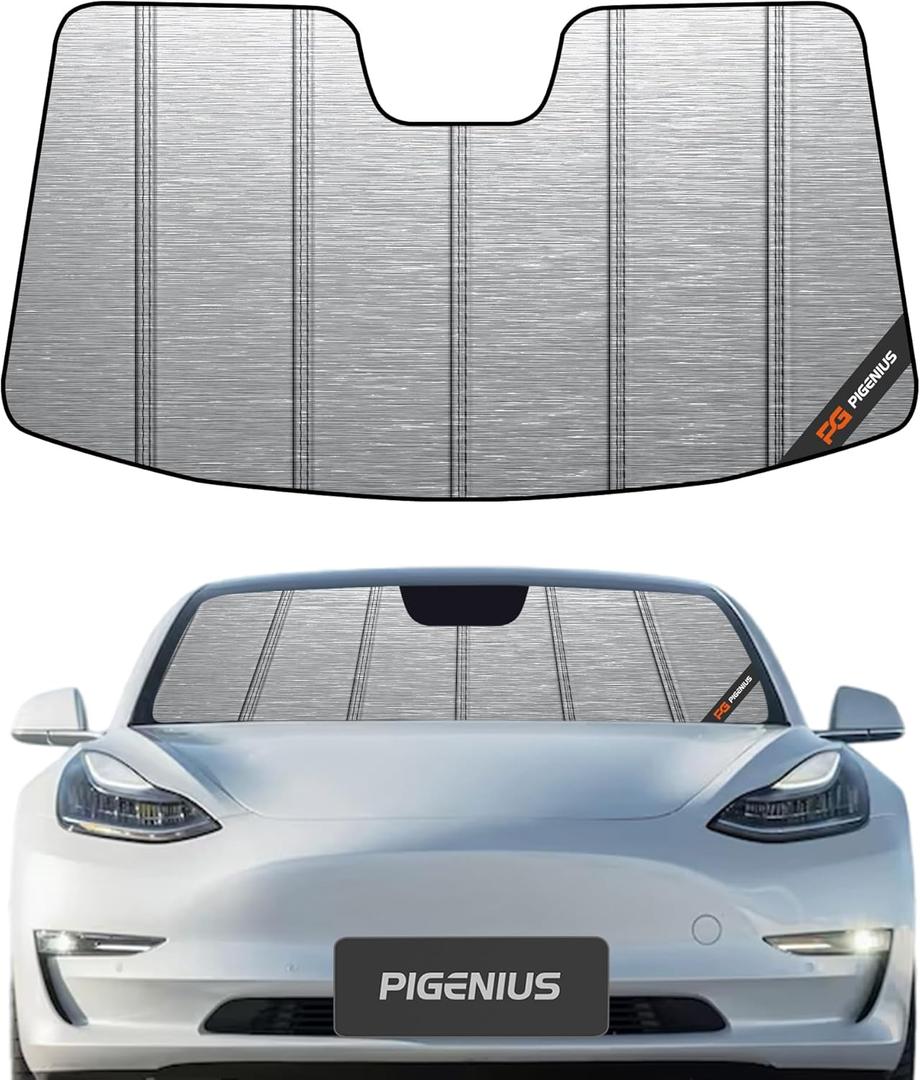 Windshield Sunshade for Tesla Model 3 2018-2025, Model Y 2020-2025 - Metallic