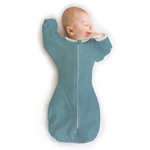 SwaddleDesigns Transitional Swaddle Sack, Arms Up Half-Length Sleeves & Mitten Cuffs, Swaddle for Newborn Transition to Baby Sleep Sack Wearable Blanket, Large, 6-9 Month, 21-24 lb, Heathered Teal
