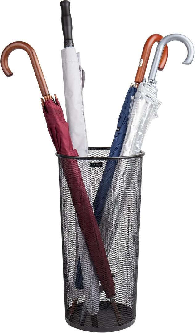 Mind Reader Umbrella Stand, Multi-Purpose Mesh Storage Stand, Organizer for Office and Entryway, Metal Mesh, Black, Single