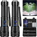 KINGCAESAR Flashlights 3000 High Lumen - 2 Pack, Ultra Bright Rechargeable Flashlight with 7 Light Modes, LED Flash Light with High Power ATTERY, IPX7 Waterproof for Home Camping (Black)