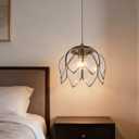 Brass Glass Ceiling Tiffany Pendant Light, Hanging Chain lamp, with Vintage Lotus Flower Glass Shade for Kitchen Island Dining Room Bedroom Living Room-9.25" Clear Shade