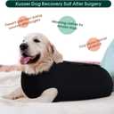 Kuoser Dog Surgery Suit Female Spay Male Neuter, Dog Leg Sleeve to Stop Licking Soft Dog Onesie for Abdominal Wound, Dog Recovery Suit Rear Leg Sleeves Pet Elbow Brace Protector Dog Pants, Black XL