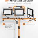 Upgraded 21000Lumen LED Work Lights with Stand - 3 Head Adjustable Work Light with 16FT Cord - IP66 Waterproof Tripod Worklights with Individual Switch for Outdoor Indoor Portable & All-round Lighting