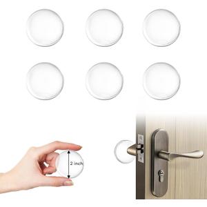 Door Stoppers - Medium 2" (6 PCS) - Strongest Wall Door Handle Stopper - Guard Door Knob Wall Protector Silencer, Self Adhesive- Protects Every Wall Surface - Transparent