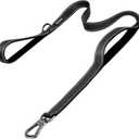 PetiFine 6FT Heavy Duty Dog Leash with Soft Padded Double Handle, Durable Strong Clasp Dog Leashes, Reflective Nylon Walking Lead for Large,Medium,Small Breed Dogs, Black (6 FT x 1 in Wide)