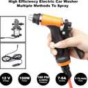 Portable Intelligent Electric Pressure Washer Pump 100W 160 PSI 12V Portable Pressure Powerful Washing Kit with 21.3 Feet PVC Hose for Home, Car, Garden, Projects (100 W-Black Hose)