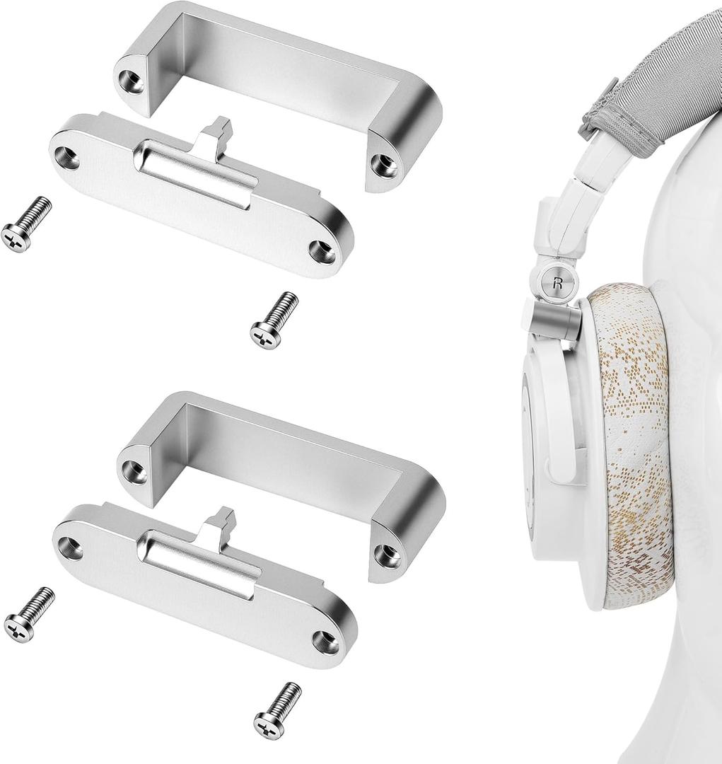 Geekria 1 Pair Metal Headband Hinge Fix Kit Compatible with Audio-Technica ATH-M50x, M50xBT, M50xGM, M50xBB, M50xPB, M50xWH, M50x ENSO, M50XSTS-USBMIKU Headphones, Repair Parts (Silver)