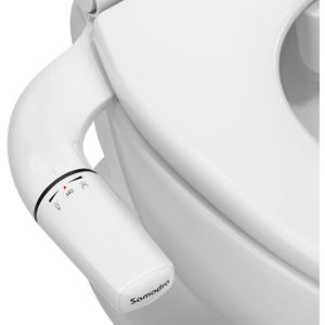 SAMODRA Ultra-Slim Hygienic Bidets Attachment for Existing Toilets - Adjustable Fresh Water Pressure Dual Nozzle (Frontal & Rear Wash) Easy to Install, Black