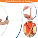 Kids Bow and Arrow Set, 24 Inch Archery Set Handmade Wooden Toy Bow and Arrow Gifts for Kids Boys Girls - Perfect for Birthdays Christmas Halloween, Cosplay Game Costume Prop Play, Medium