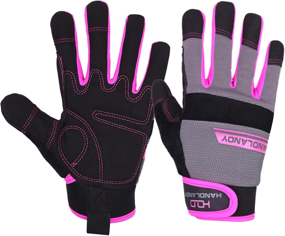 HANDLANDY Women Safety Work Gloves Utility Touch Screen Working Grip Glove for Yardwork Gardening Breathable Mechanic Gloves (Small (Pack of 1), Pink)