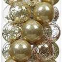 SY CRAFT 70mm/2.75” Christmas Ball Ornaments Shatterproof Clear Plastic Christmas Decoration Xms Balls Baubles Set with Stuffed Delicate Decorations(Champagne，25 Counts)