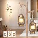 Scenekoy Vintage 68 Tall Floor Lamp with Lanterns, Retro Standing Lamp Tree Trunk Finish & Resin Body, Rustic Dimmable Corner Lamp Stand Up Light with Bulb Prefer for Living Room Bedroom Home Decor (Antique Brass)