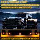 HECASA LED Cab Roof Lights Compatible with 2015-2019 Chevrolet Silverado Sierra 2500 HD 3500 HD Replacement for 23463750 22794642 Cab Marker Top Clearance Marker Running Lights Smoke Lens Amber Light
