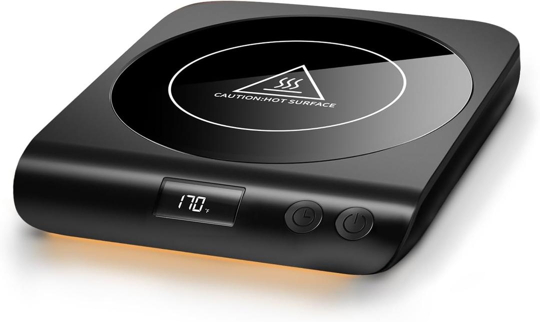 Gaiatop Coffee Mug Warmer, 3 Temperature Settings, 2-10H Auto Shut Off and Warm Strip Indicator Lights, 50W Smart Cup Warmers Fast Heating Plate for Tea Milk Cocoa Candle, Stocking Stuffers, Black