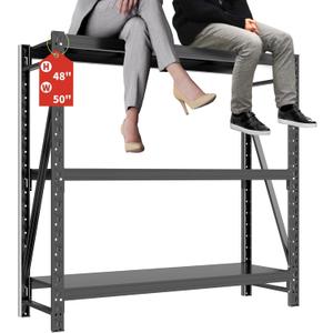 Garage Shelving Unit 49.2" Wide Heavy Duty Storage Shelves Easy Assembly 3 Tier 3000 lbs Adjustable Metal Shelving Utility Shelf Rack Organizer for Garage, Basement, Warehouse 15.7"x 48"x 49.2"